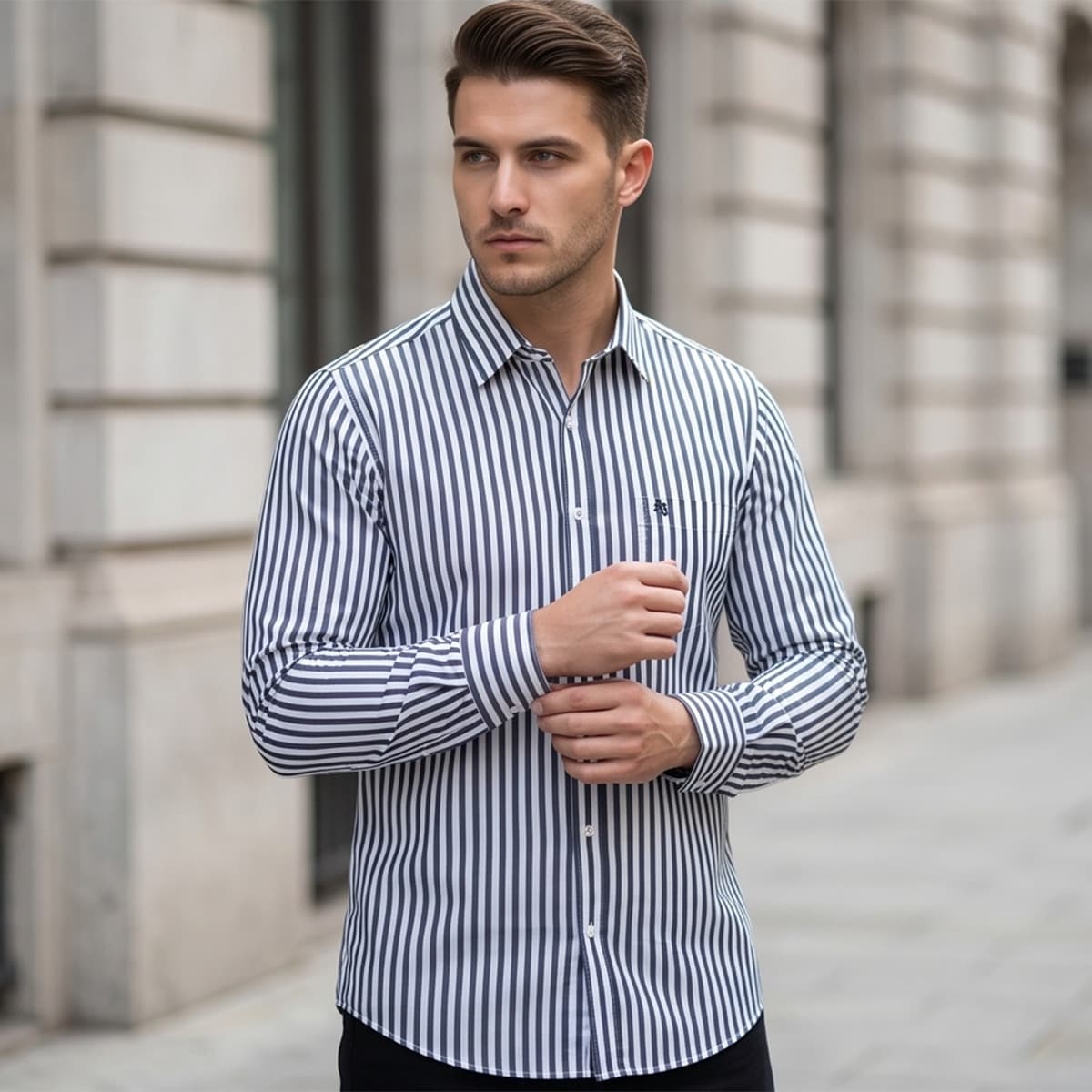 Men Printed Formal Shirt Long Sleeve