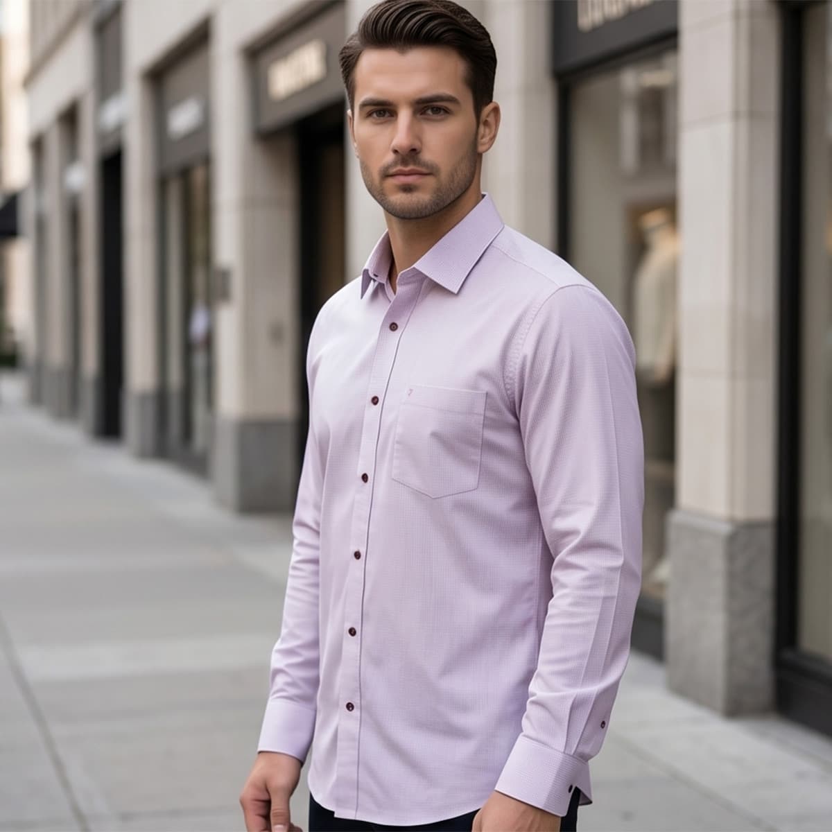 Men Regular Formal Shirt Bordo Long Sleeve