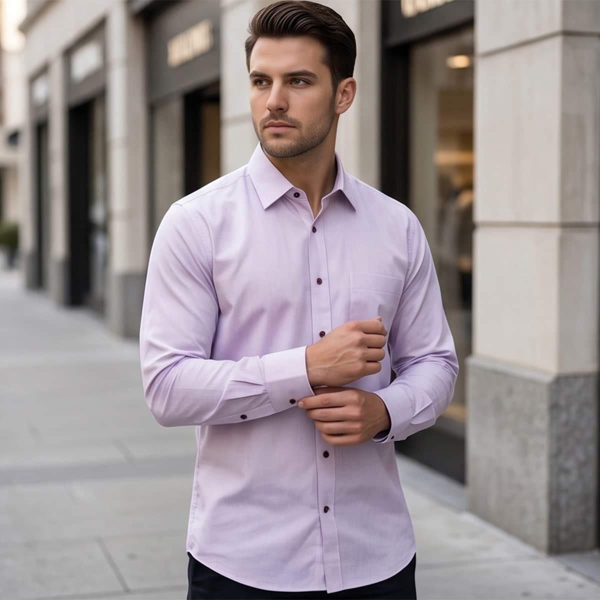 Men Regular Formal Shirt Bordo Long Sleeve