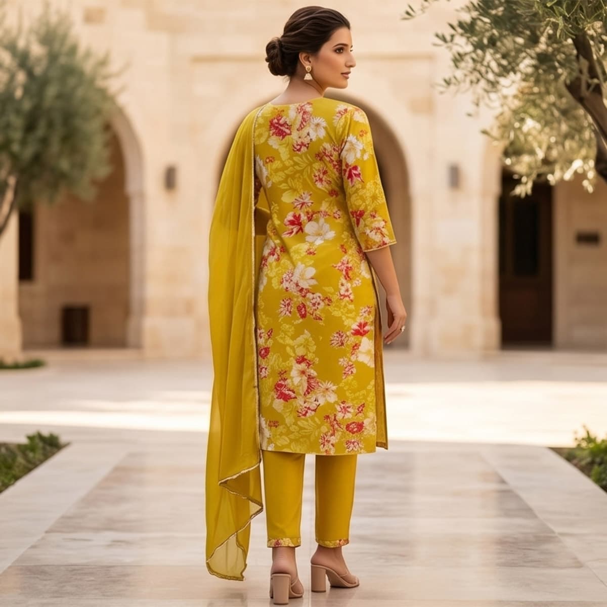 Ready Made Chiffon Ankle Length Set 3 Piece