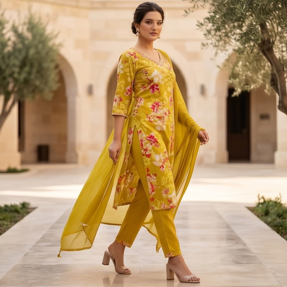 Ready Made Chiffon Ankle Length Set 3 Piece