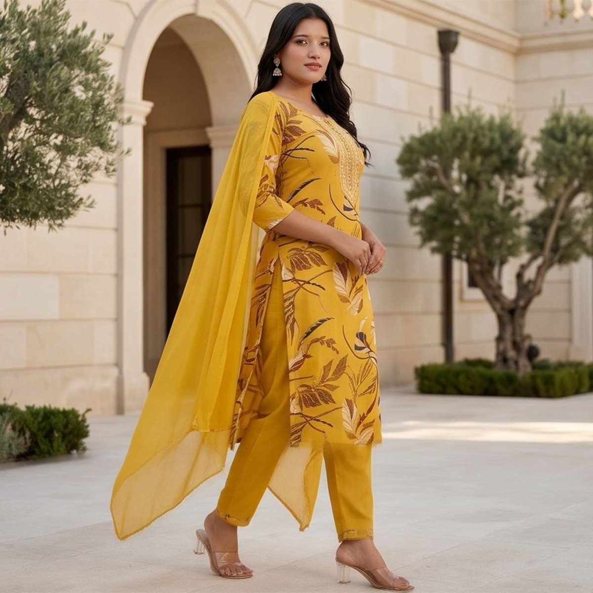 Ready Made Chiffon Ankle Length Set 3 Piece