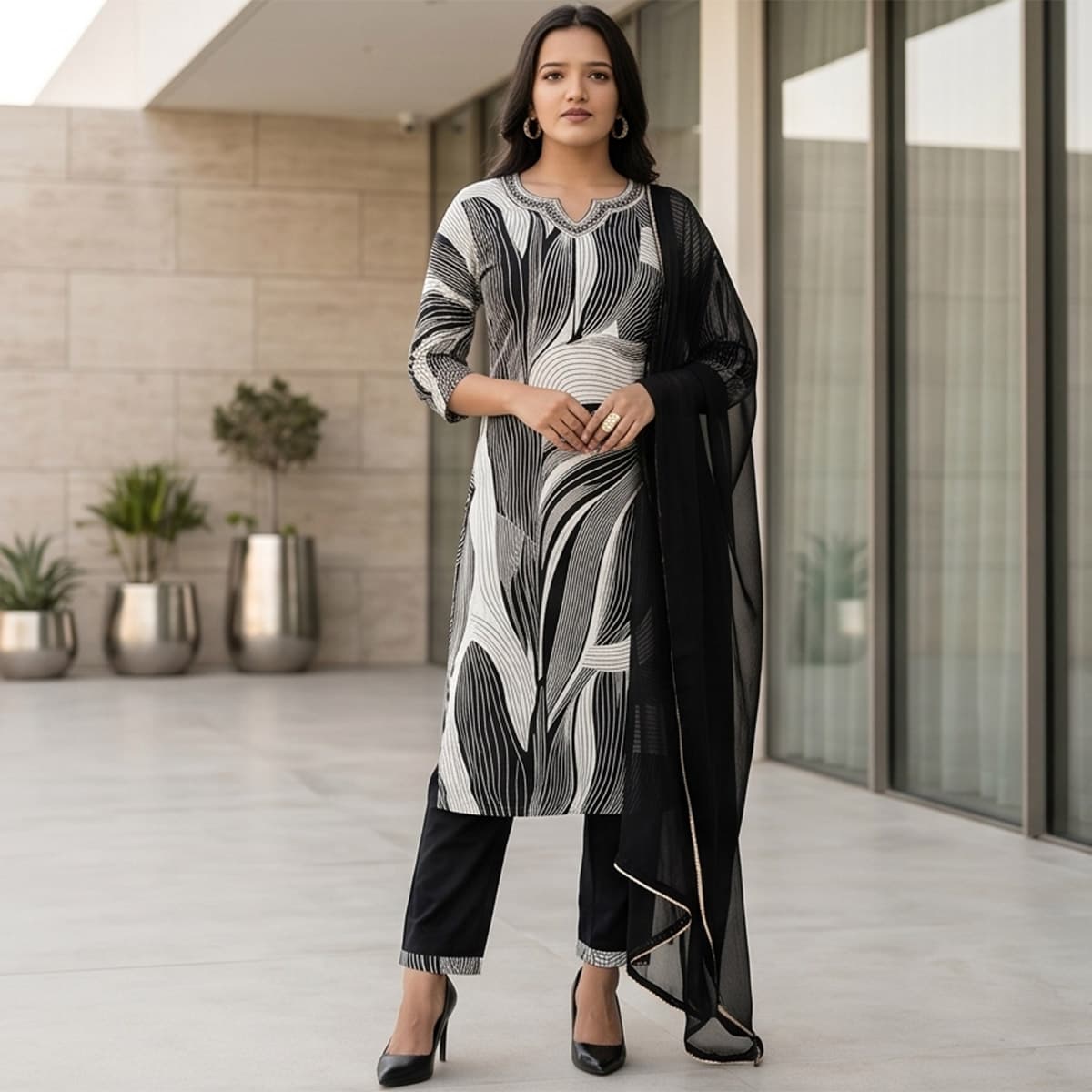 Ready Made Chiffon Ankle Length Set 3 Piece