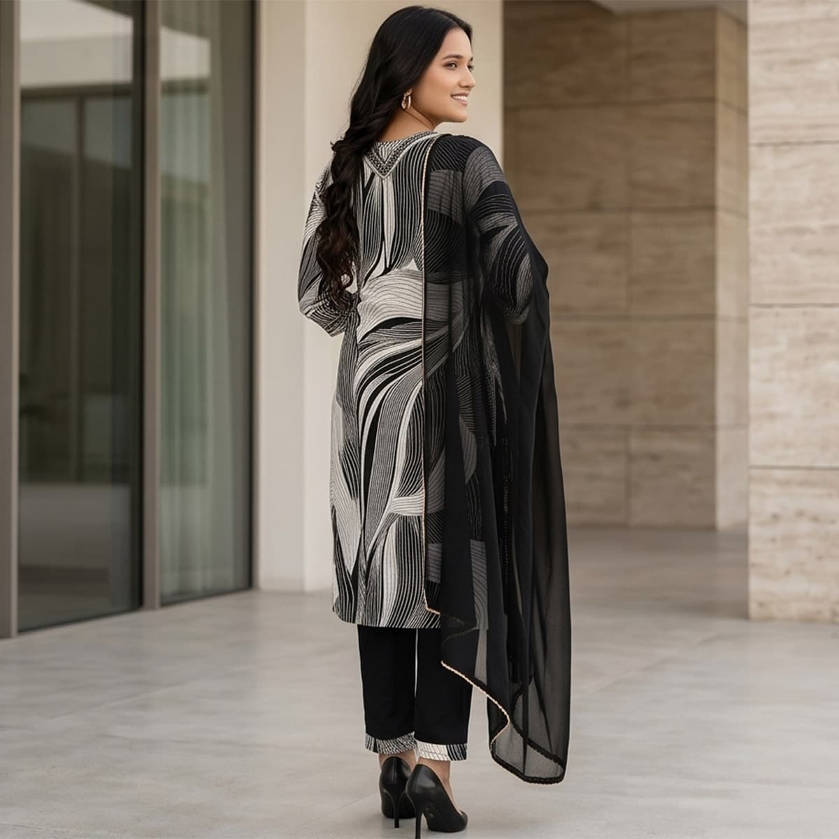 Ready Made Chiffon Ankle Length Set 3 Piece