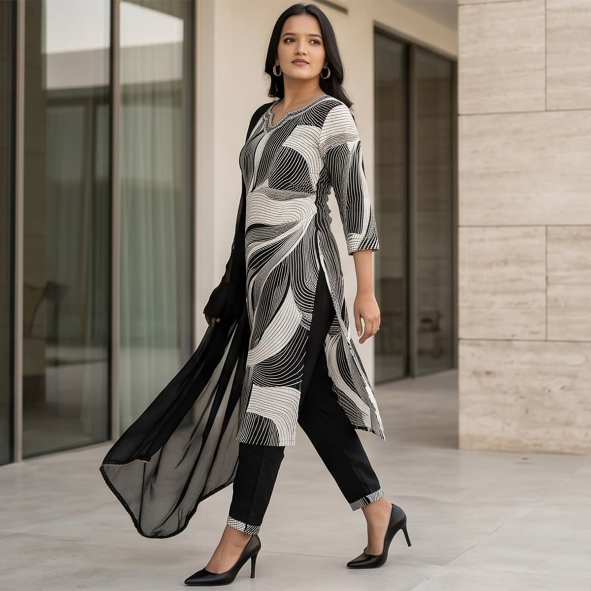 Ready Made Chiffon Ankle Length Set 3 Piece