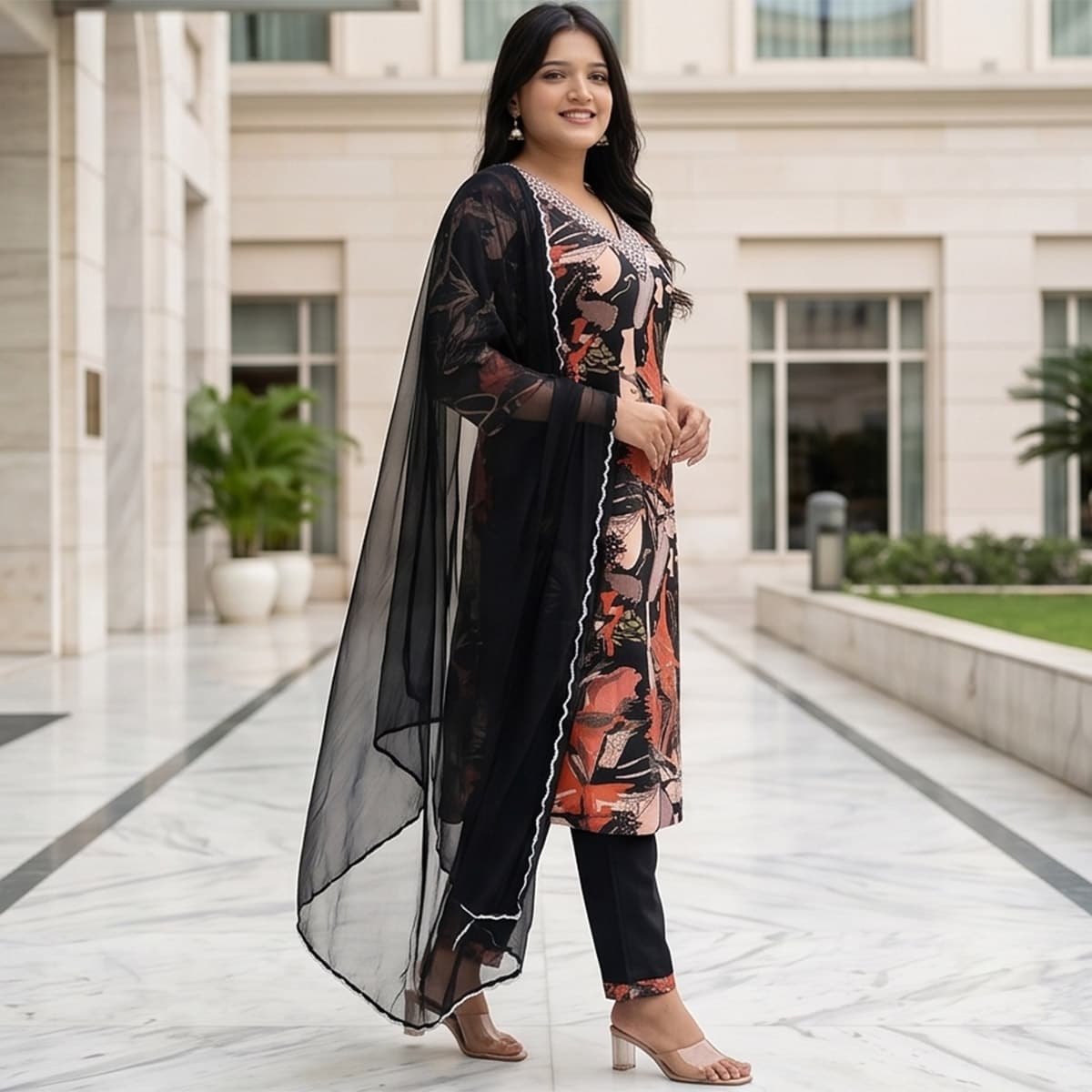 Ready Made Chiffon Ankle Length Set 3 Piece