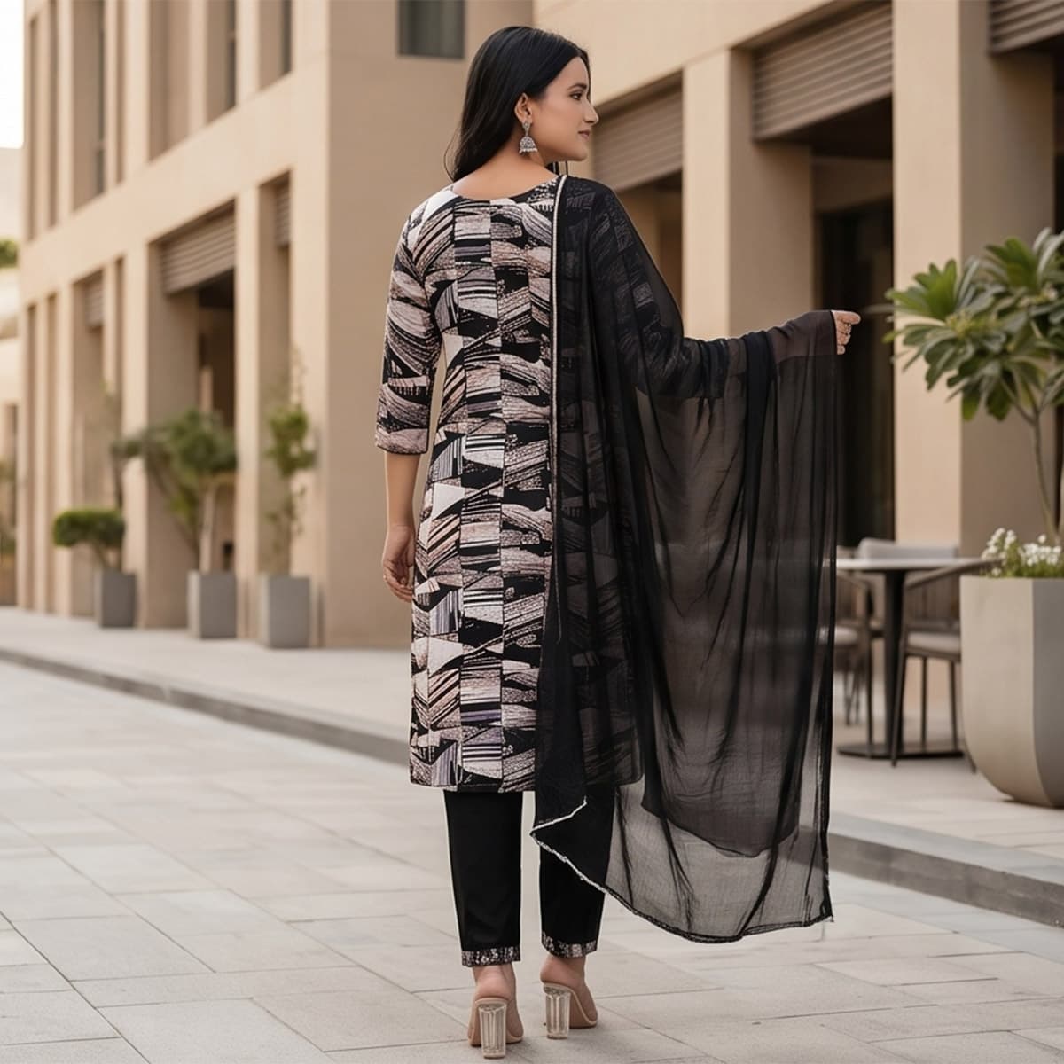 Ready Made Lawn Knee Length Set 3 Piece
