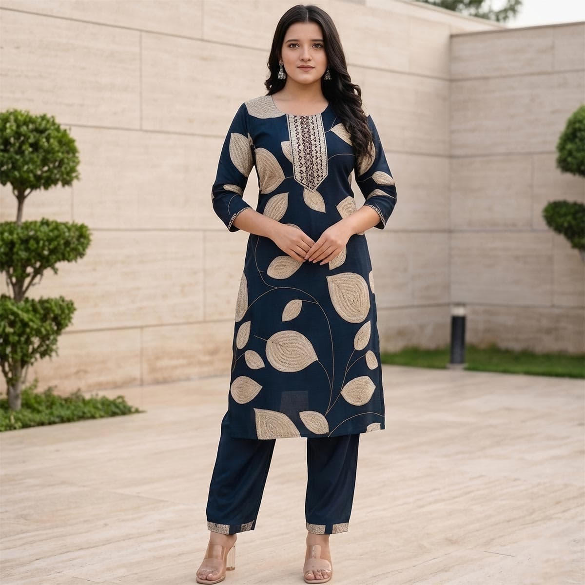 Ready Made Lawn Knee Length Set 3 Piece