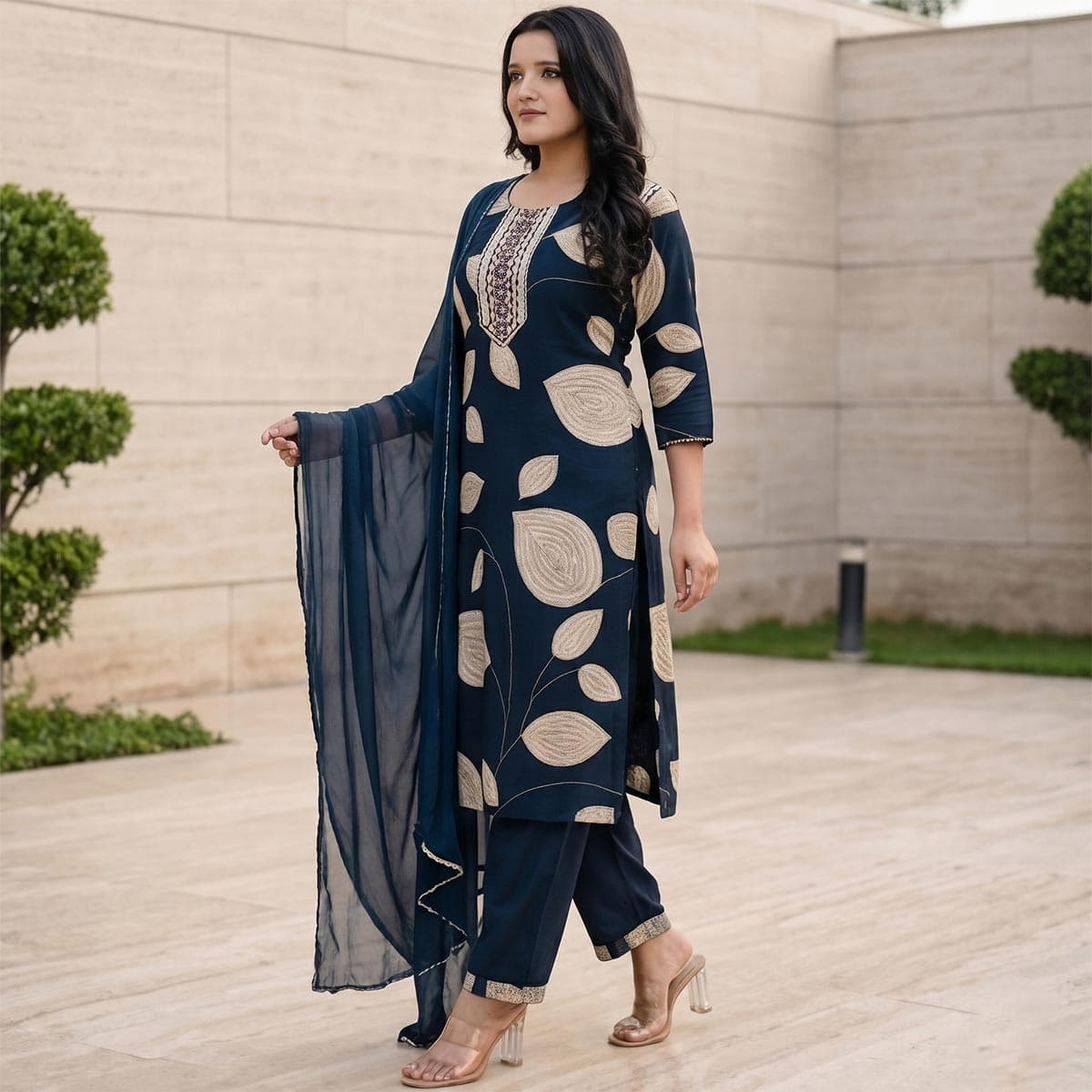 Ready Made Lawn Knee Length Set 3 Piece