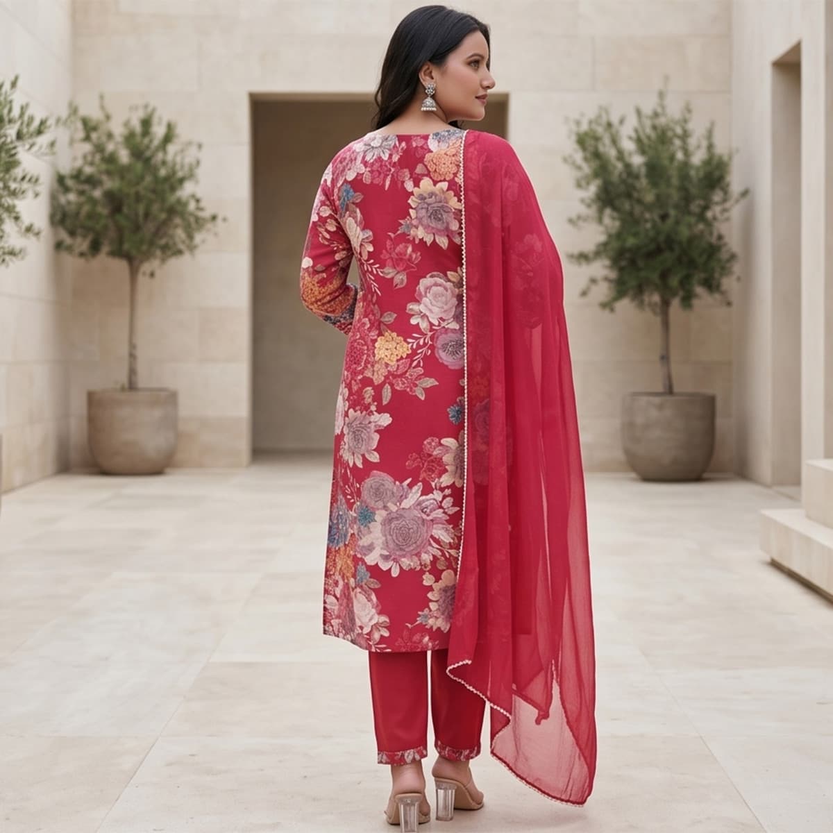 Ready Made Lawn Knee Length Set 3 Piece