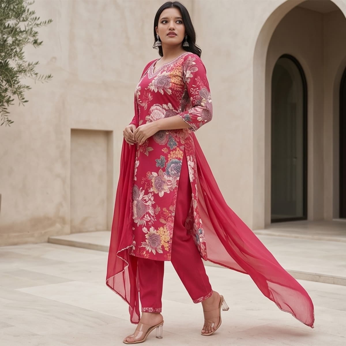 Ready Made Lawn Knee Length Set 3 Piece