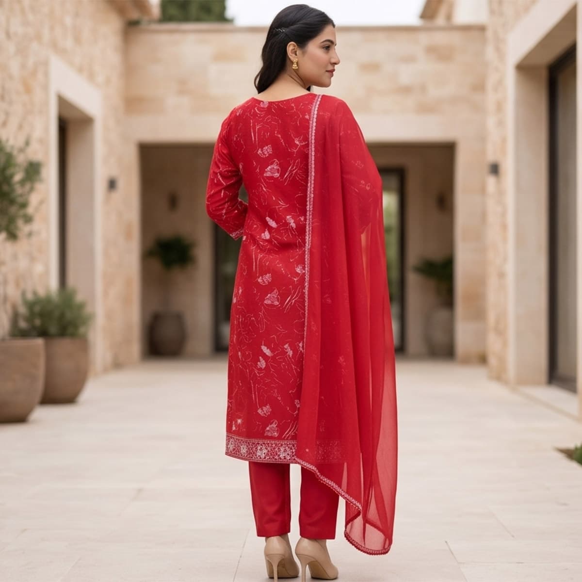 Ready Made Lawn Knee Length Set 3 Piece